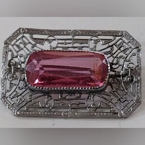 Vintage Pink Gemstone Brooch